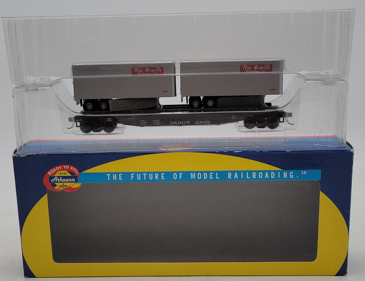 Athearn 92397 HO D&RGW 50' Flat Car w/Two 25' Trailers # 20029 NIB