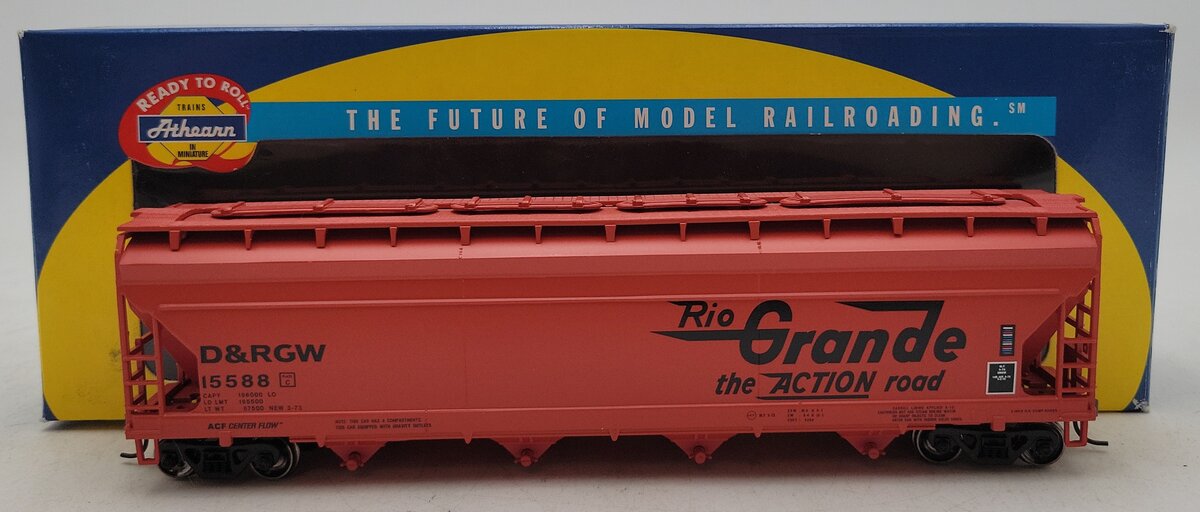 Athearn 72266 HO Scale Rio Grande ACF 4-Bay Centerflow Hopper #15588 NIB