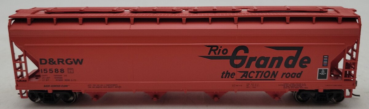 Athearn 72266 HO Scale Rio Grande ACF 4-Bay Centerflow Hopper #15588 NIB