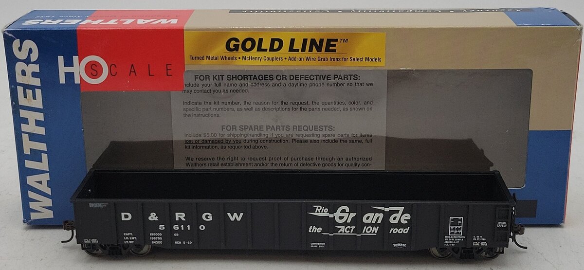 Walthers 932-40259 HO Scale DRGW 53' Thrall Gondola Car #56110 NIB