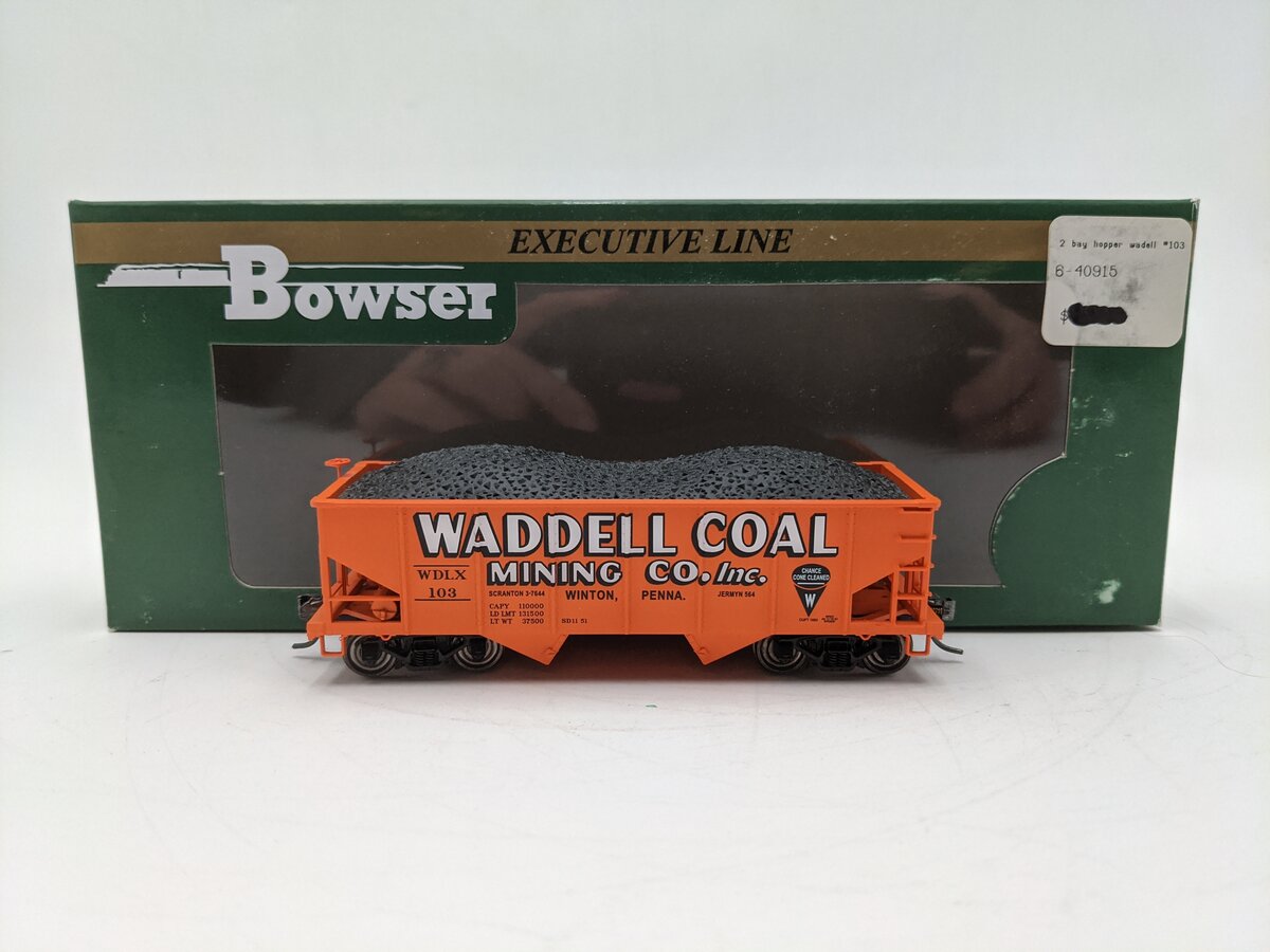 Bowser 40915 HO Scale Waddell Coal GLa 2-Bay Hopper #103 EX/Box
