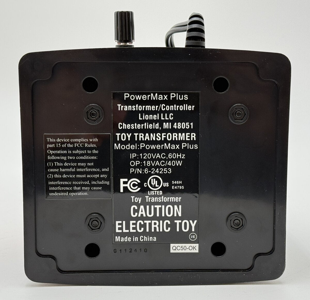 Lionel 6-24253 PowerMax Plus 40 Watt Transformer EX/Box
