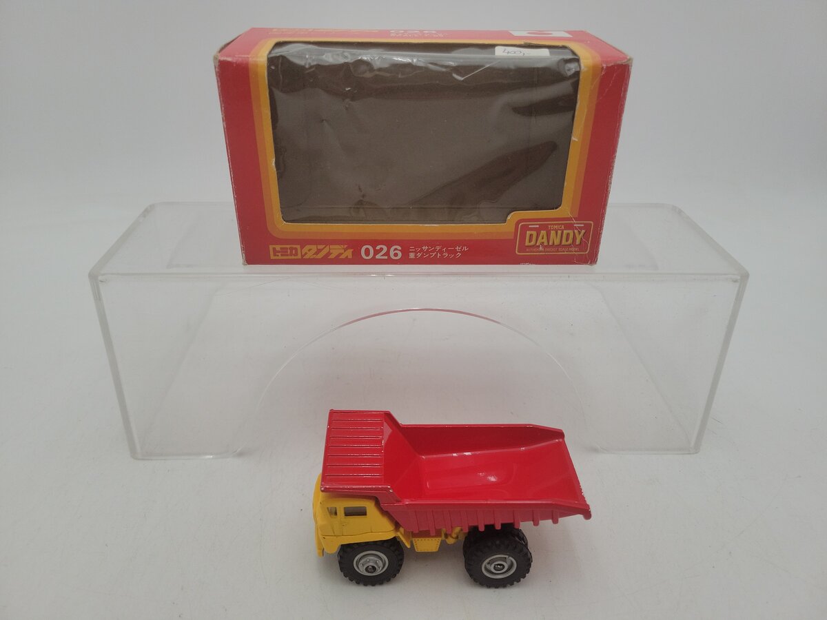 Shinsei 10 1:83 Scale Tomica Dandy Yellow & Red Heavy Dump Truck Die Cast Model VG/Box
