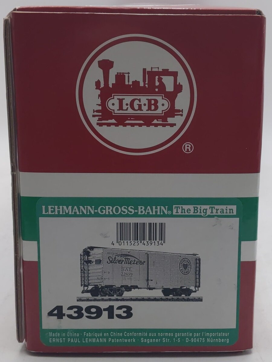 LGB 43913 G Scale Seaboard Air Line Boxcar #22859 w/Plastic Wheels EX/Box