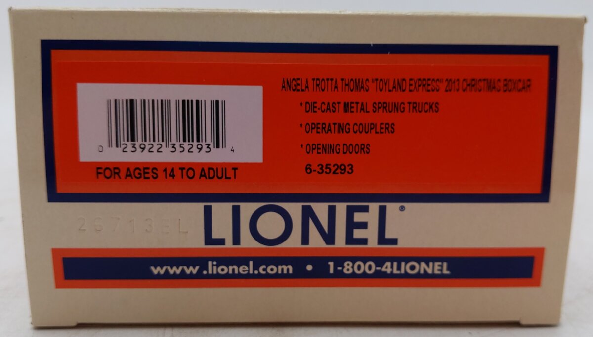 Lionel 6-35293 O Angela Trotta Thomas Toyland Express Christmas Boxcar EX/Box