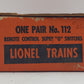Lionel 112 Super O Remote Right Hand Track Switches [2] VG/Box