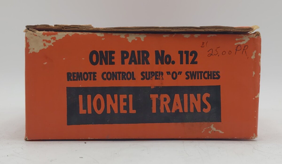 Lionel 112 Super O Remote Right Hand Track Switches [2] VG/Box