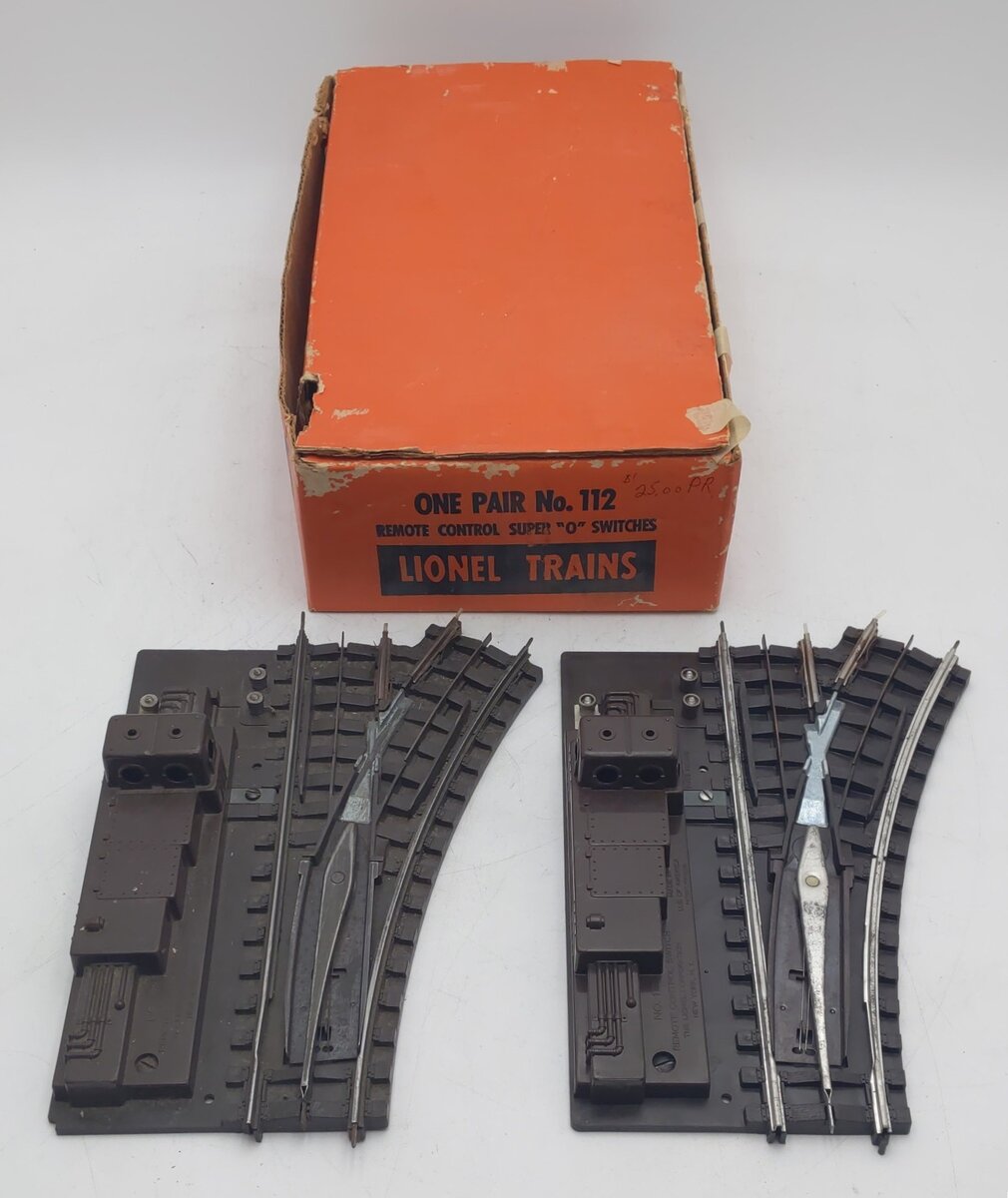 Lionel 112 Super O Remote Right Hand Track Switches [2] VG/Box