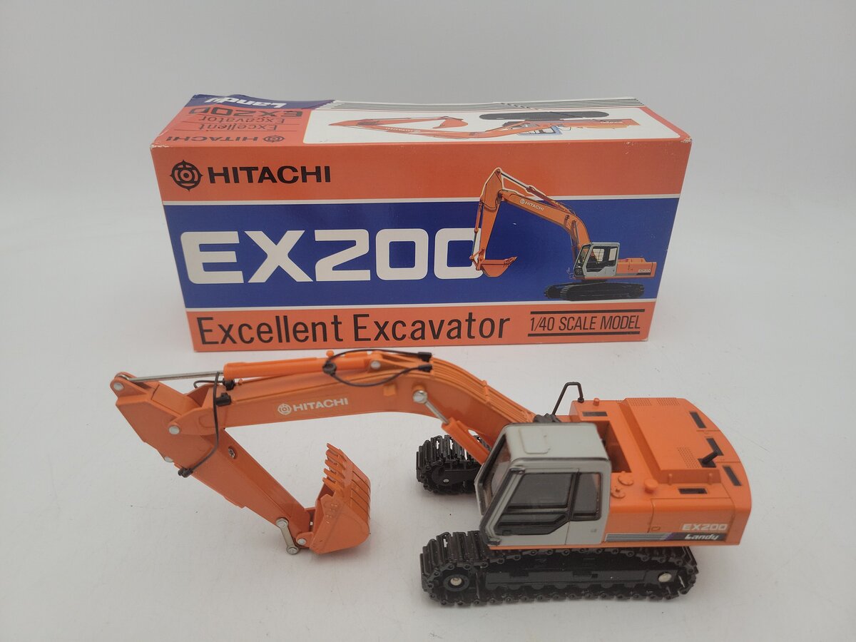 Hitachi 618 1:40 Scale Orange Hitachi EX200 Landy Excellent Excavator Die Cast EX/Box