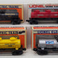 Lionel O Gauge Assortment Freight- Tank Cars #19601, #9353, #16123, #19935 [4] EX/Box