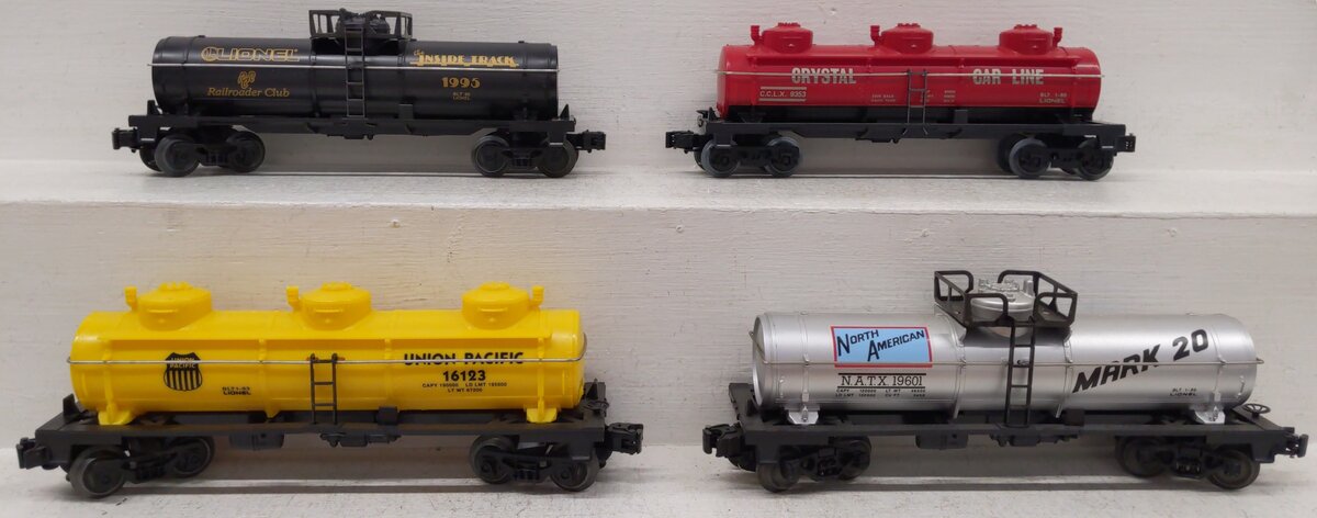 Lionel O Gauge Assortment Freight- Tank Cars #19601, #9353, #16123, #19935 [4] EX/Box