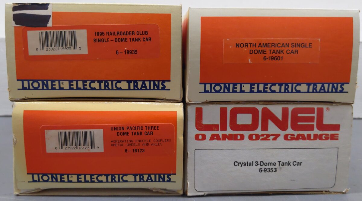 Lionel O Gauge Assortment Freight- Tank Cars #19601, #9353, #16123, #19935 [4] EX/Box