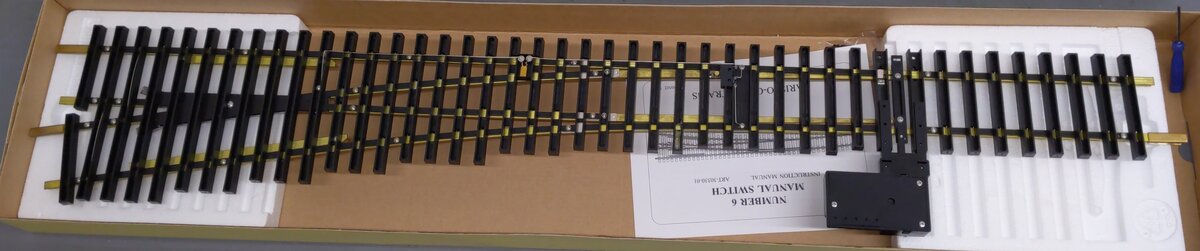 Aristo-Craft 30330 G Gauge #6 Brass Right Hand Manual Switch Turnout EX/Box