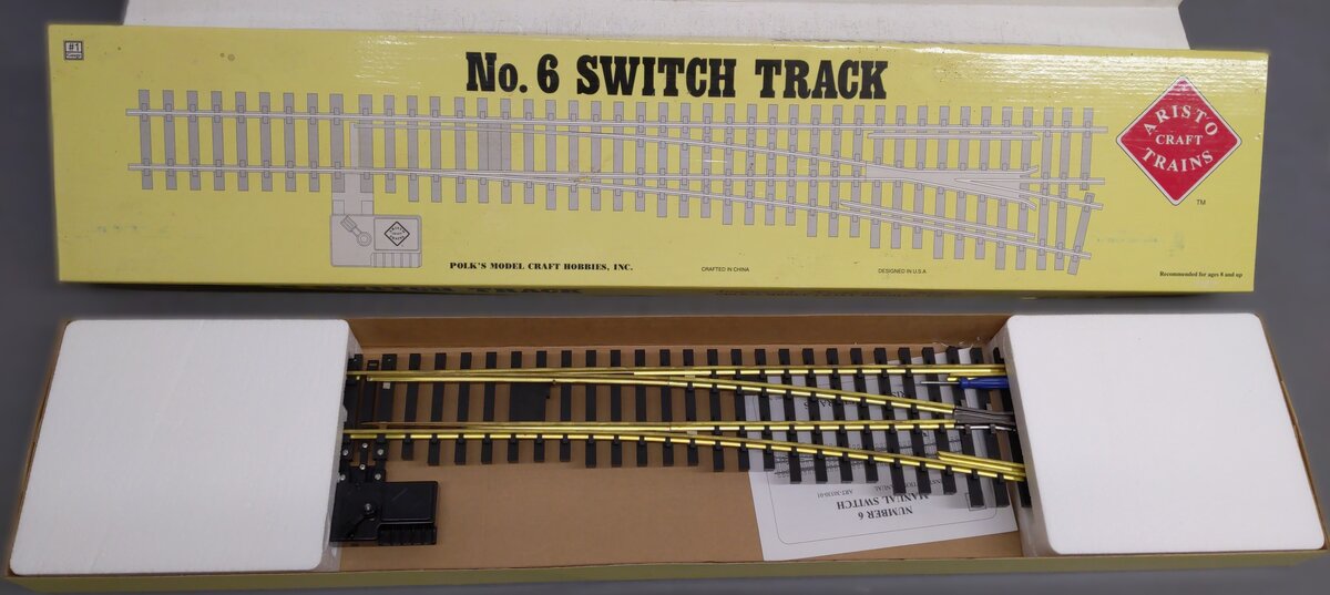 Aristo-Craft 30330 G Gauge #6 Brass Right Hand Manual Switch Turnout EX/Box