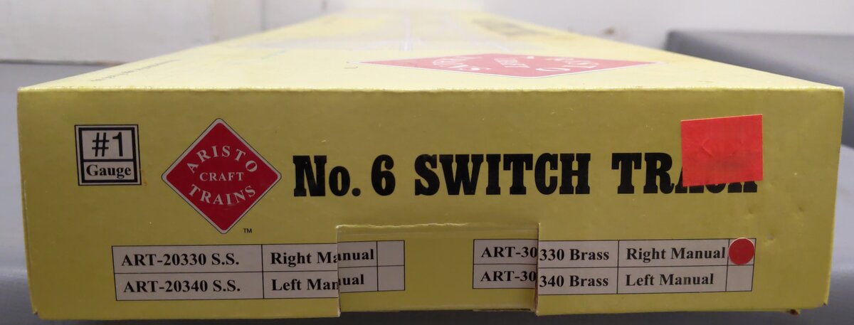 Aristo-Craft 30330 G Gauge #6 Brass Right Hand Manual Switch Turnout EX/Box