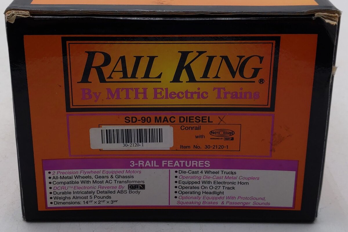 MTH 30-2120-1 O Gauge Conrail SD90MAC Diesel Engine w/PS1 #4128 EX/Box