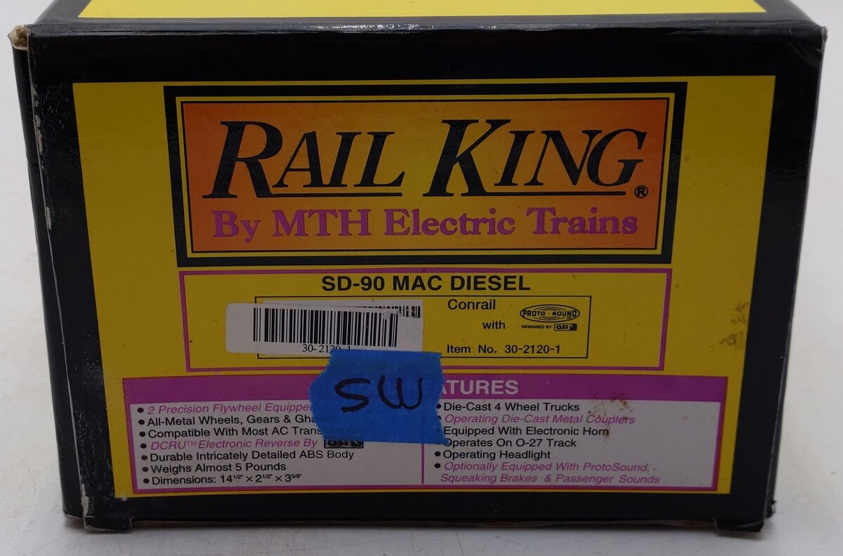 MTH 30-2120-1 O Gauge Conrail SD90MAC Diesel Engine w/PS1 #4128 EX/Box