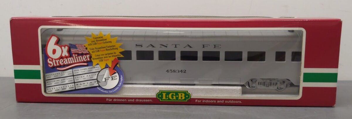LGB 30570 G Scale Santa Fe Streamlined Passenger Car #458342 - Metal Wheels LN/Box