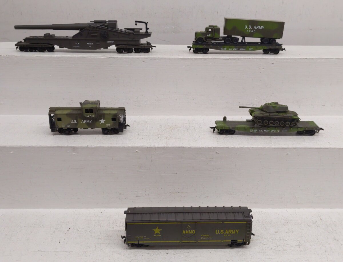 AHM HO Scale U.S. Army Assorted Freight Cars [5] EX