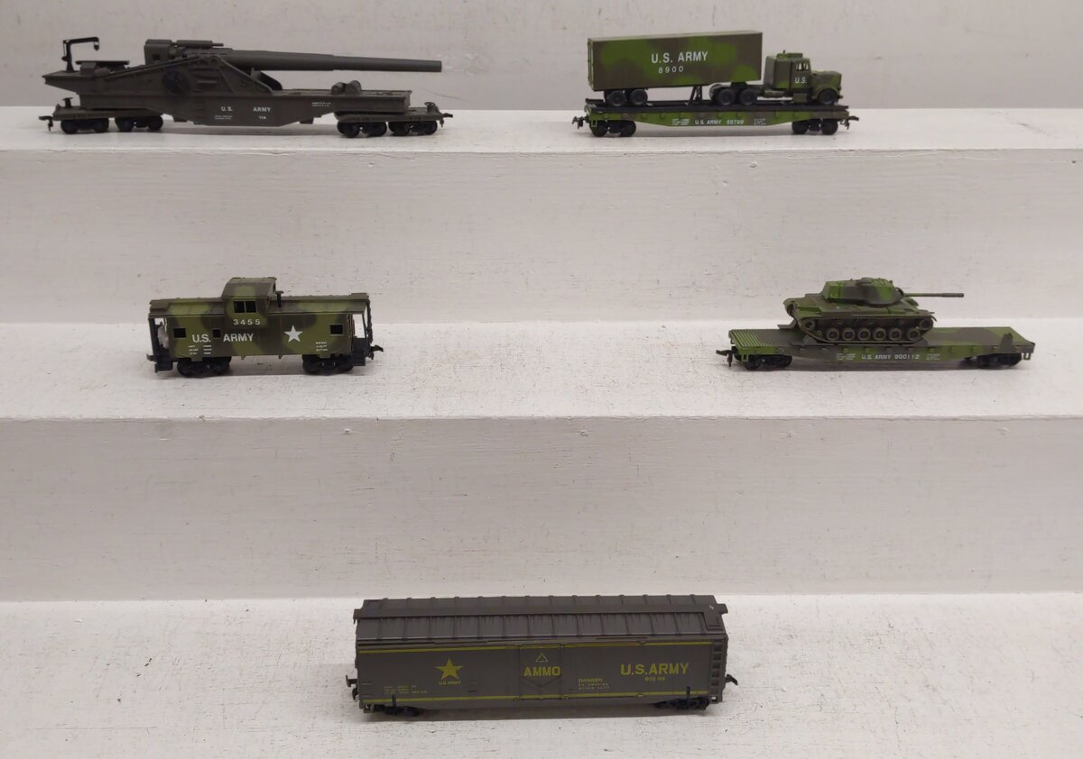 AHM HO Scale U.S. Army Assorted Freight Cars [5] EX