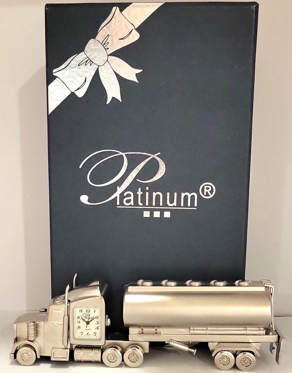 Platinum C376SIL Silver Oil Tank Clock LN/Box