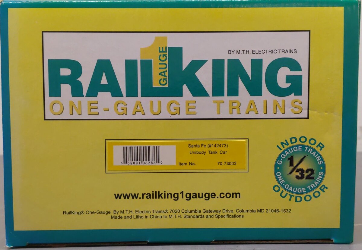 MTH 70-73002 G Scale Santa Fe Unibody Tank Car #142473 NIB