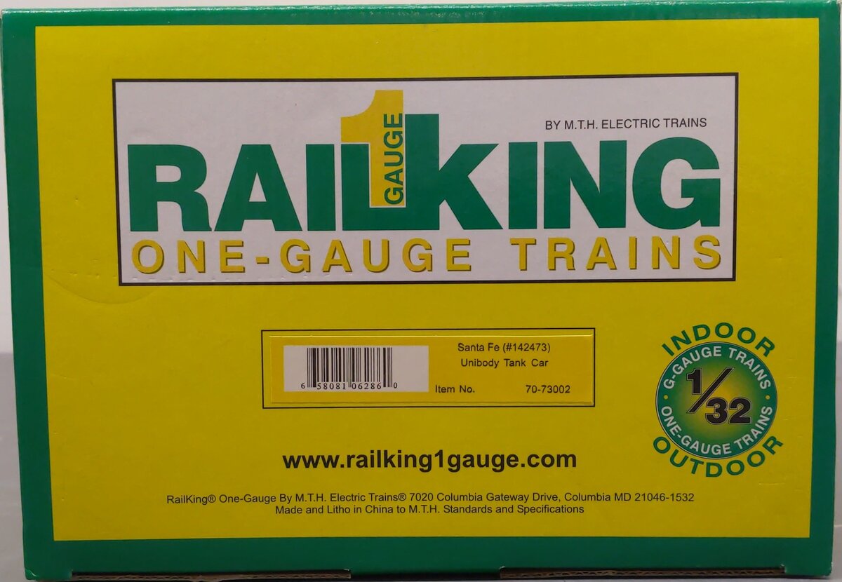 MTH 70-73002 G Scale Santa Fe Unibody Tank Car #142473 NIB