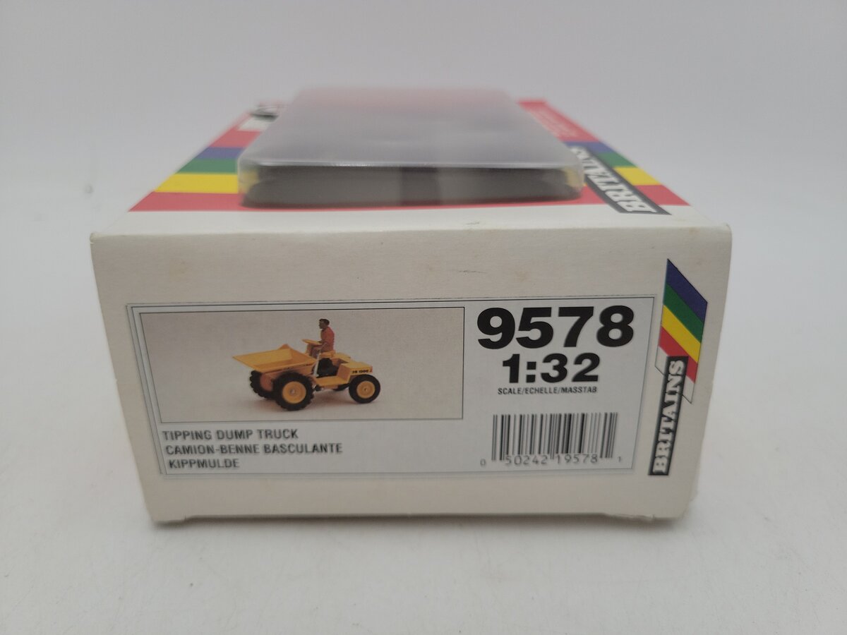 W. Britain 9578 1:32 Scale Yellow Tipping Dump Truck 2B1500 Tipper Skip W/Driver EX/Box