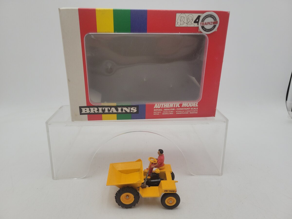 W. Britain 9578 1:32 Scale Yellow Tipping Dump Truck 2B1500 Tipper Skip W/Driver EX/Box