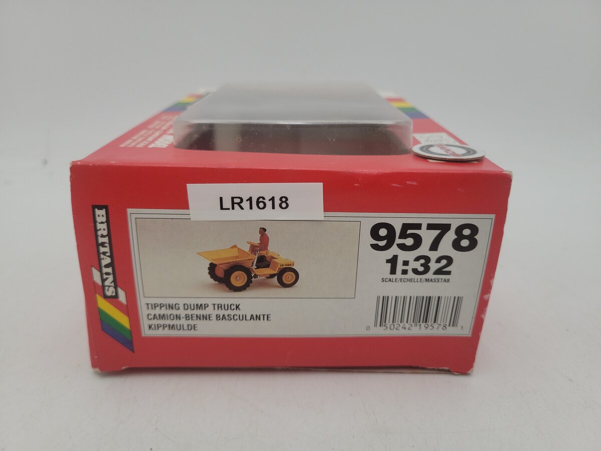 W. Britain 9578 1:32 Scale Yellow Tipping Dump Truck 2B1500 Tipper Skip W/Driver EX/Box
