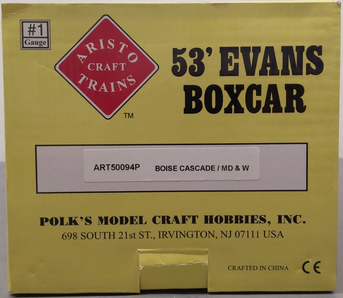 Aristo-Craft 50094P G Scale MD&W Boise Cascade 53' Evans Boxcar #15020 LN/Box