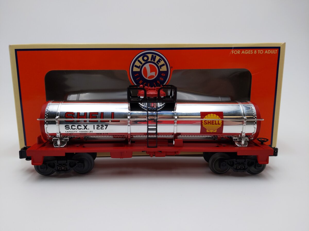 Lionel 6-19627 O Gauge Shell Single Dome Chrome Plated Tank Car #1227 EX/Box
