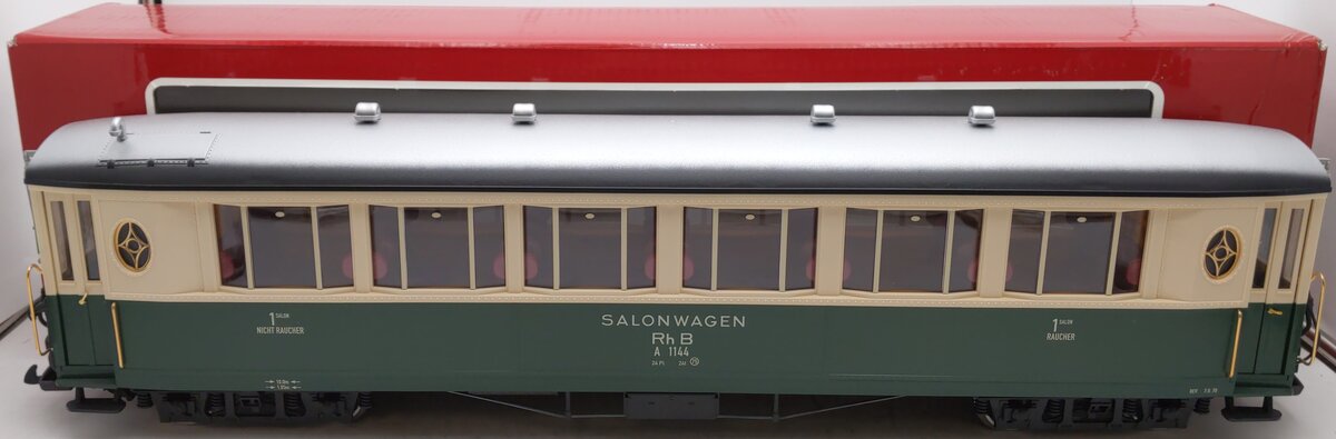 LGB 35650 G Scale RhB Salon Car #1144 - Metal Wheels EX/Box