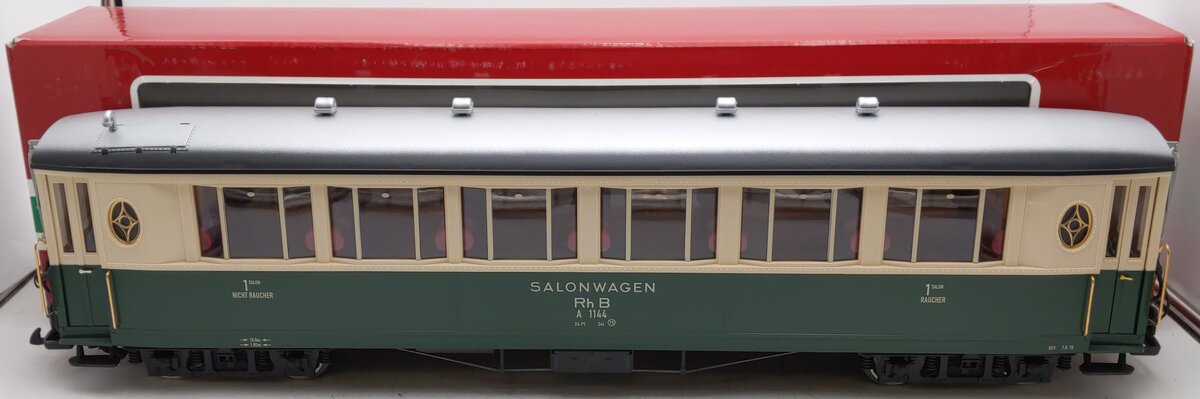 LGB 35650 G Scale RhB Salon Car #1144 - Metal Wheels EX/Box