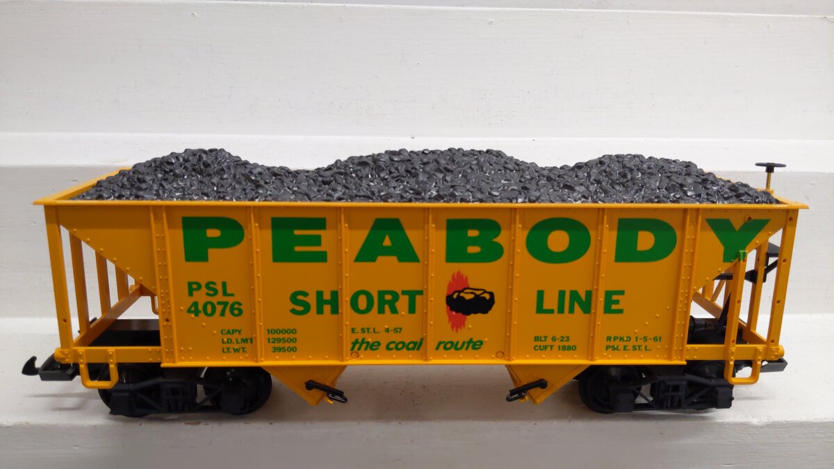 LGB 4076-X01 G Scale Peabody 2-Bay Hopper Car w/Coal Load EX/Box