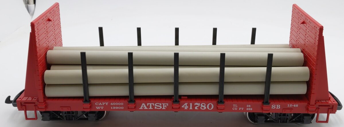 LGB 41780 ATSF Flat Car with Pipe Load (Metal Wheels) VG/Box
