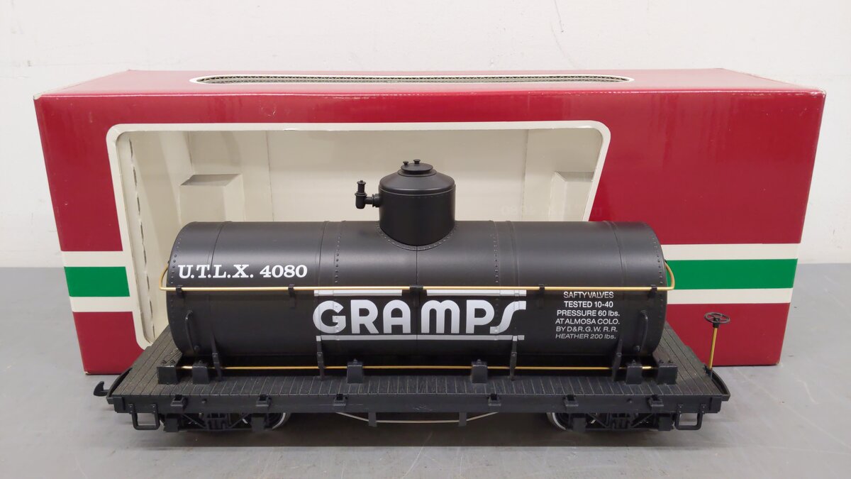 LGB 4080-Y02 G Scale UTLX "Gramps" Single Dome Tank Car (Metal Wheels) EX/Box