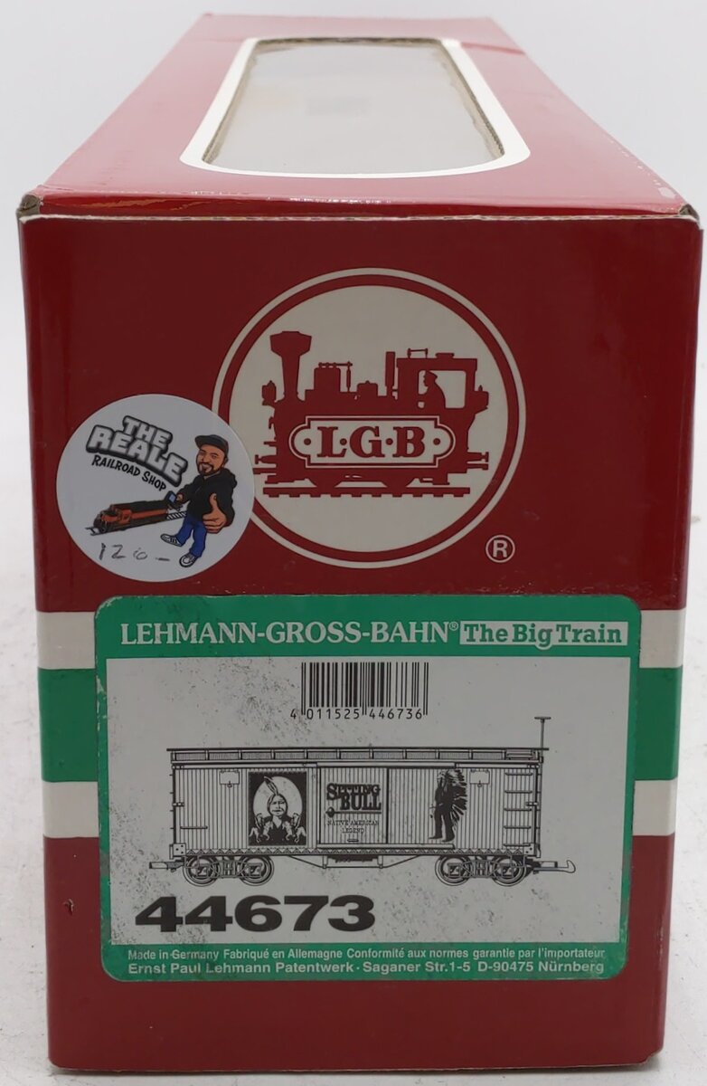 LGB 44673 G Scale Sitting Bull Box Car (Metal Wheels) LN/Box