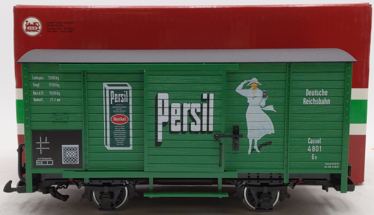 LGB 46356 G Scale Persil Boxcar (Metal Wheels) LN/Box