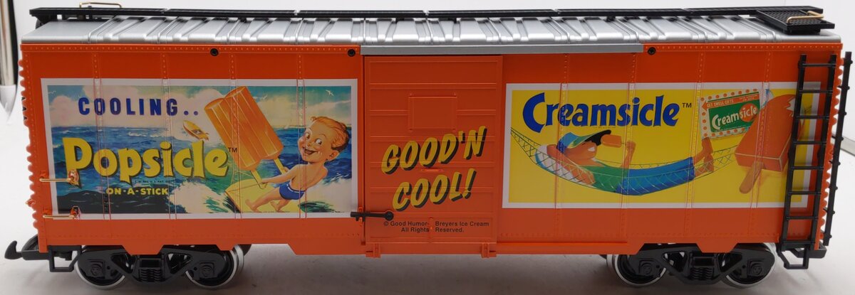 LGB 48910 G Scale Creamsicle Popsicle Boxcar (Metal Wheels) LN/Box