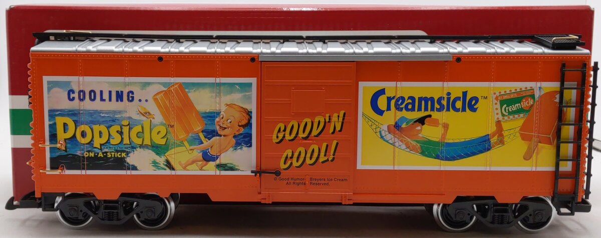 LGB 48910 G Scale Creamsicle Popsicle Boxcar (Metal Wheels) LN/Box