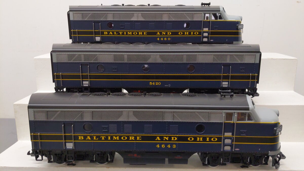 LGB 70457 G Scale Baltimore & Ohio F-7 ABA Diesel Locomotive Set EX/Box
