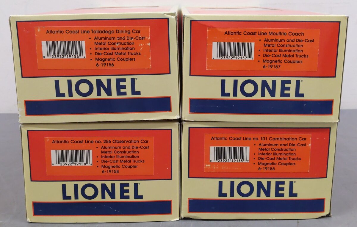 Lionel 6-19154 O Scale Atlantic Coast Line Aluminum Passenger Cars (Set of 4) LN/Box