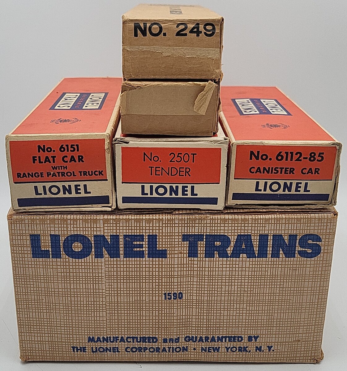 Lionel 1590 Vintage O 249 Steam Freight Set w/250T,6014,6151,6112 VG/Box