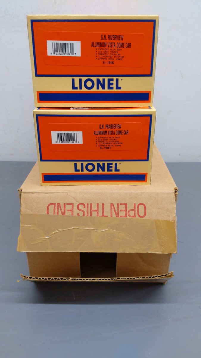 Lionel 6-19183 O Great Northern Empire Builder Full Vista Dome (Set of 2) EX/Box