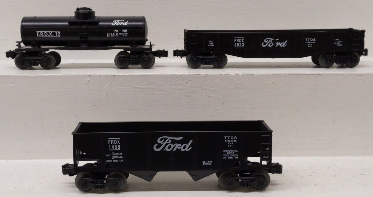 Lionel 6-52028 O Gauge TTOS Ford Hopper, Tank Car, And Gondola Freight Set LN/Box