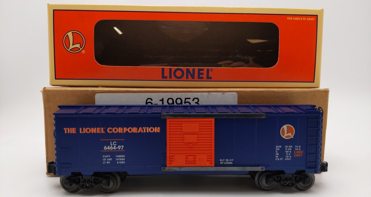 Lionel 6-19953 O Gauge LRRC Orange & Blue Lionel Boxcar #6464-97 LN/Box