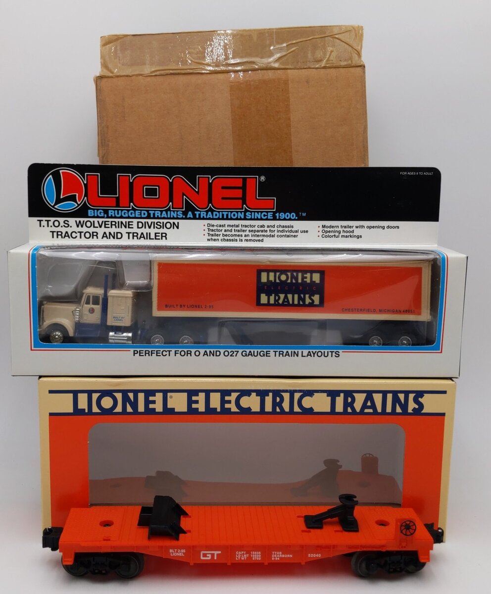 Lionel 6-52040 O Gauge TTOS Flatcar with Tractor & Trailer NIB