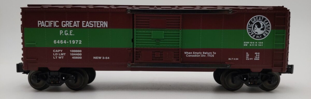 Lionel 6-52086 O Gauge TTOS-1996 Pacific Great Eastern 6464 Boxcar #1972 LN/Box