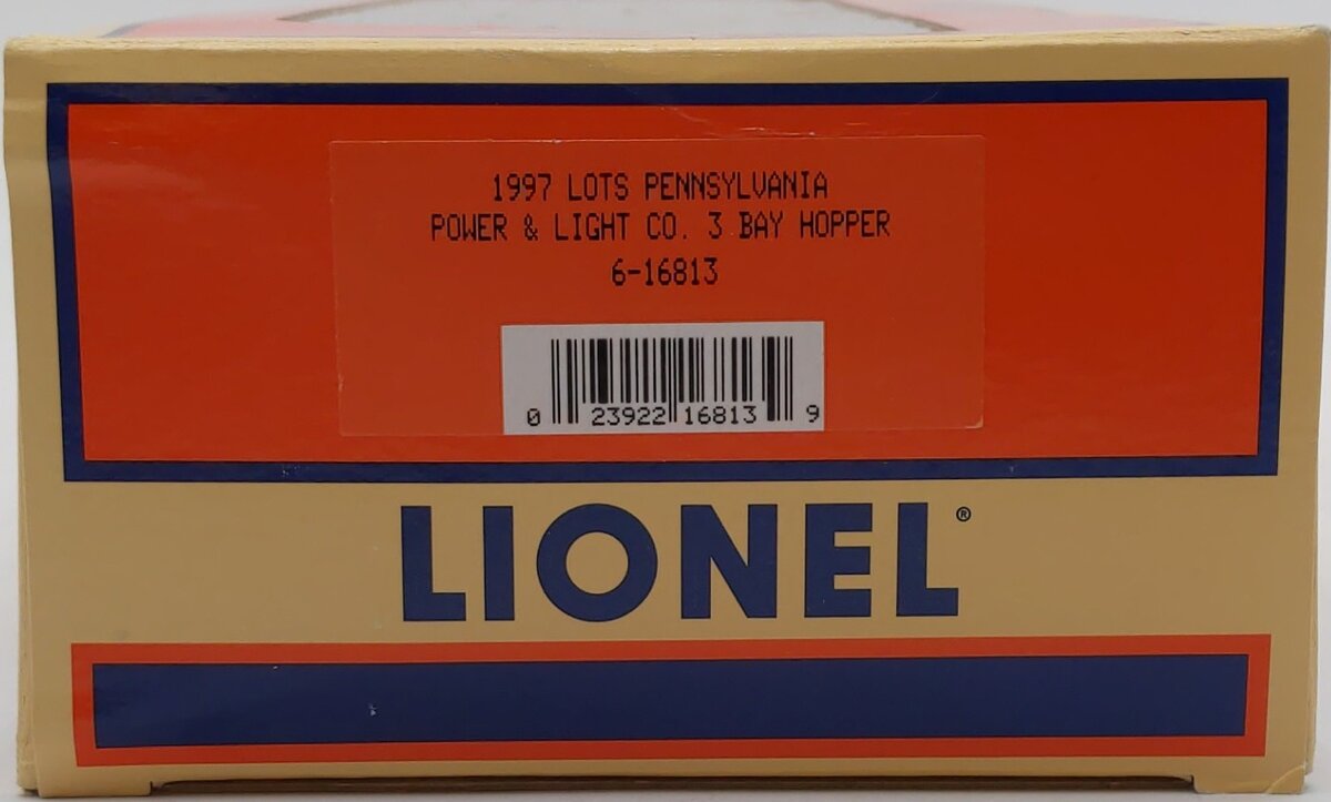 Lionel 6-16813 O LOTS 1997 Pennsylvania Power & Light Company 3-Bay Hopper #297 LN/Box